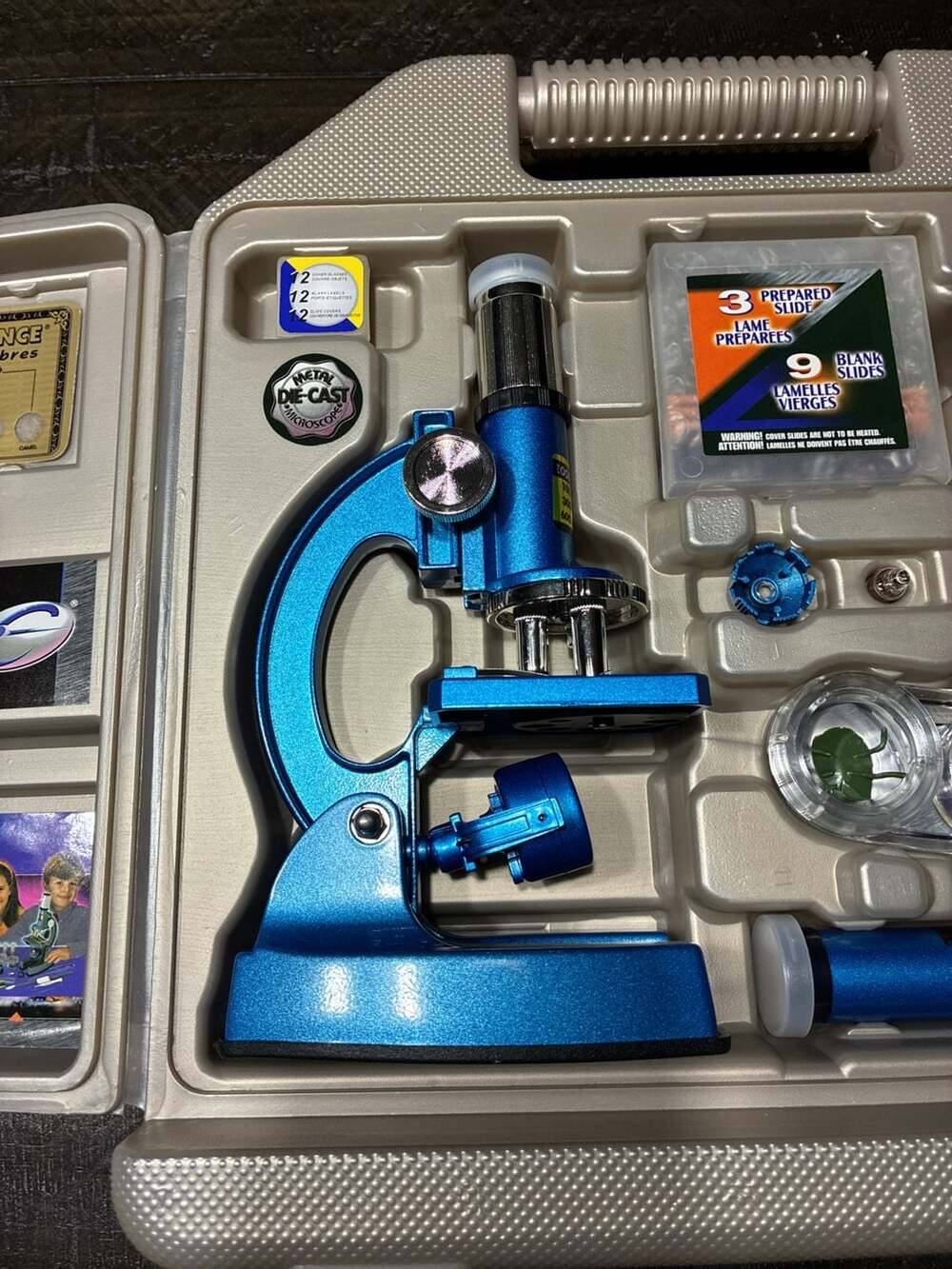 Micro-Science Complete Microscope Set Blue Die-Cast - Picture 2 of 6